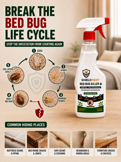 Bed Bug Killer Spray 500ml –  Kills Bed Bugs & Eggs (Indoor Safe)