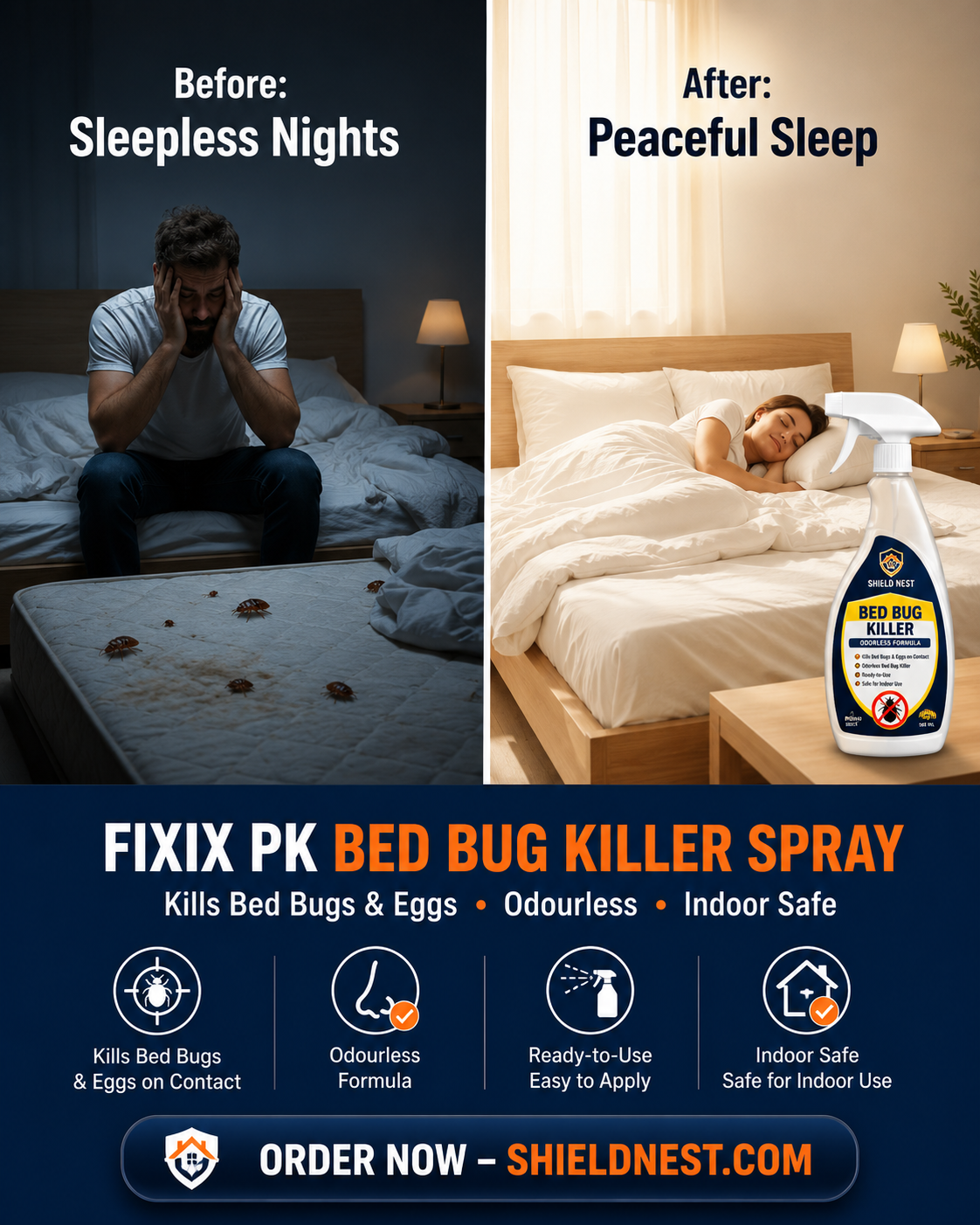 Bed Bug Killer Spray 500ml –  Kills Bed Bugs & Eggs (Indoor Safe) | FIXIX PK