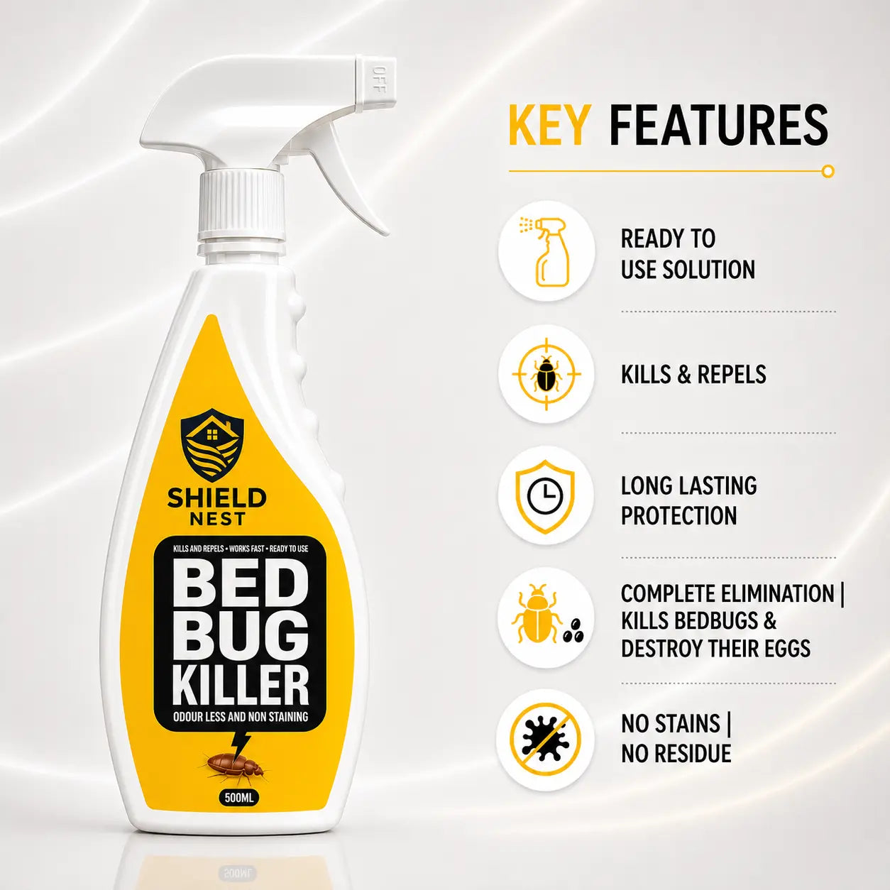 Bed Bug Killer Spray 500ml –  Kills Bed Bugs & Eggs (Indoor Safe)